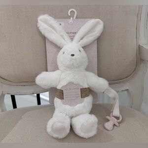 NWT DreamGro White Plush Bunny Toy With Pacifier Attachment
